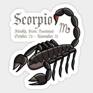 Scorpio Zodiac Sign Dates & Traits T-Shirt Sticker